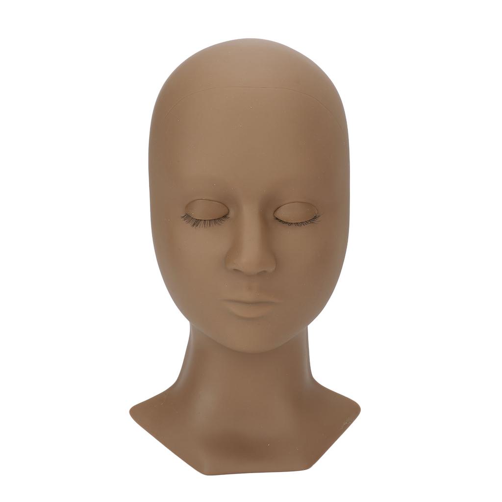 Eyelash Extensions Training Mannequin Head Soft Silicone Removable Eyelids Lifelike Practice Head Coffee(11.02 X 6.1 X