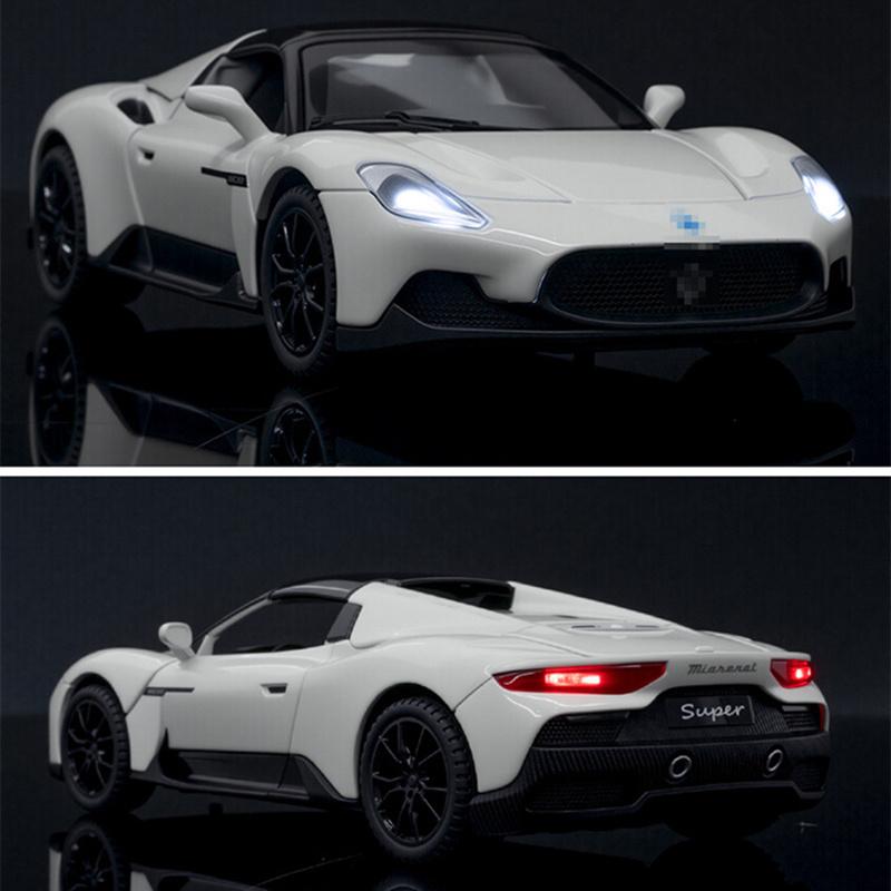 1/32 Maseratis MC20 Cabrio Coupe Alloy Sports Car Model Diecast Metal Track Racing Vehicles Car Model Sound and Light Kids Gifts