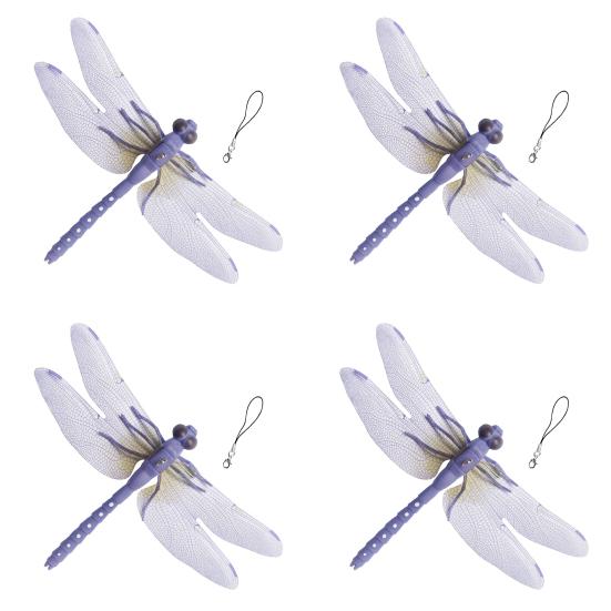 3D Simulation Dragonfly Outdoor Fake Dragonfly with Keychain Artificial Insect Model for Garden Yard Courtyard Patio Flower Beds