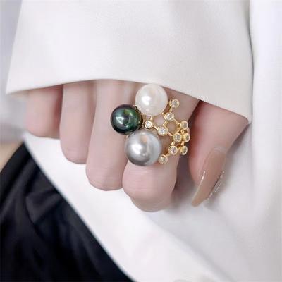 Fransız Moda Barok Retro İnci Yüzük Kadın Niş Tasarım Hafif Lüks Üst Sınıf Mizaç İşaret Parmağı Yüzüğü