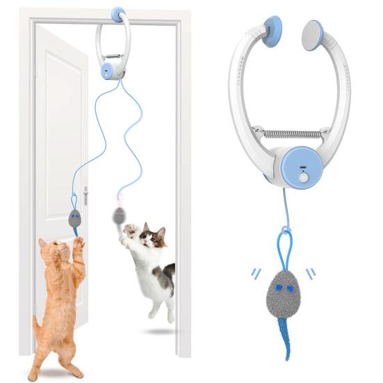 Interactive Cat Mouse Toy Automatic Cat Toy with Rotating And Telescoping Modes Wagging Plush Mouse Rechargeable Toy for Indoor Cats Kittens Pouncing
