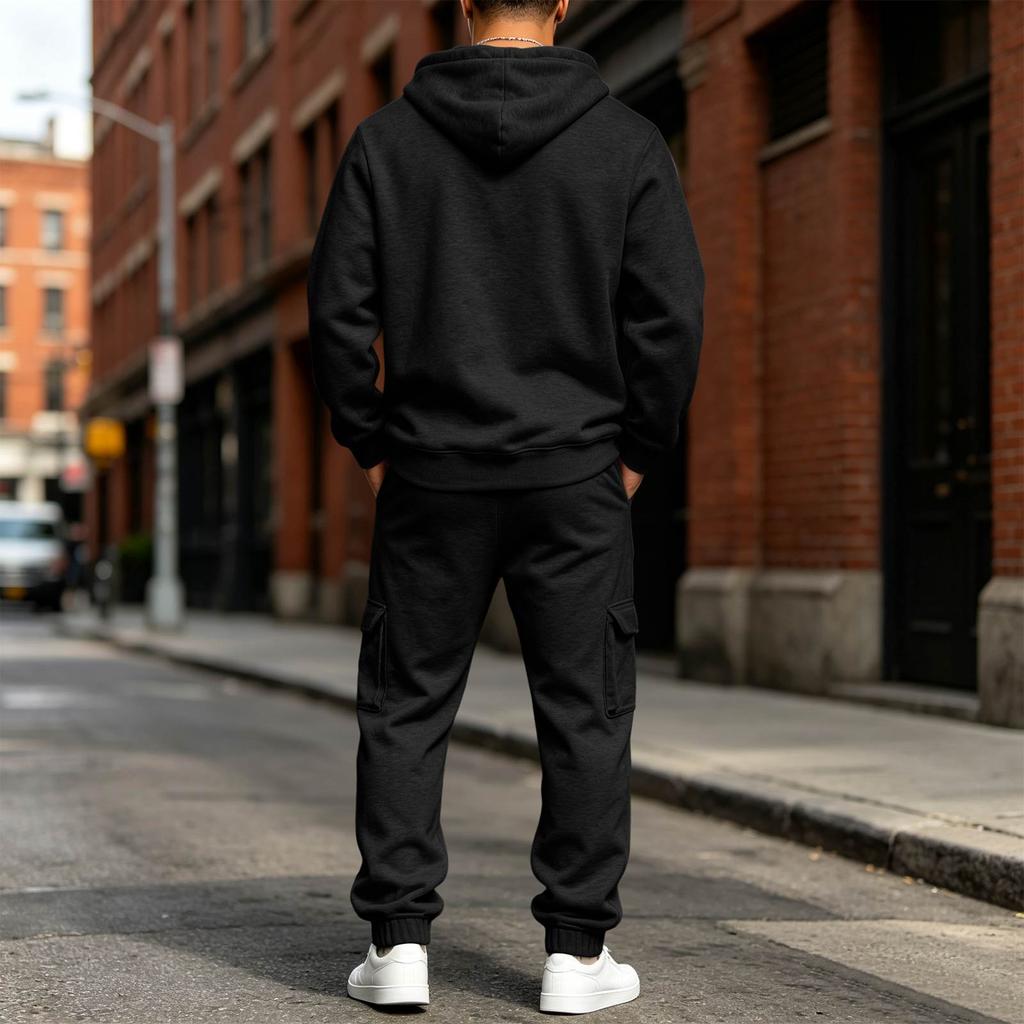 Men's Color Utility Sweatshirt Set - Casual Athletic Sports Track Suit for Daily Wear