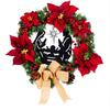 Elegant Handcrafted Red Cross Star Lantern Christmas Wreath With Jesus And Virgin Mary Festive Holiday Decor