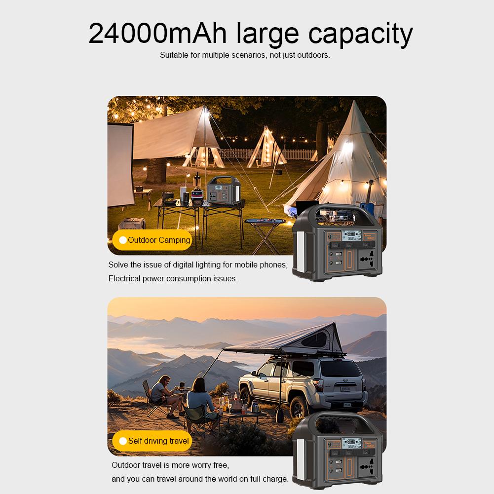 100W 110V  Portable Power Station Solar Generator Outdoor Emergency Mobile 24000mAh LiFePO4 Power Bank For Camping Power LED