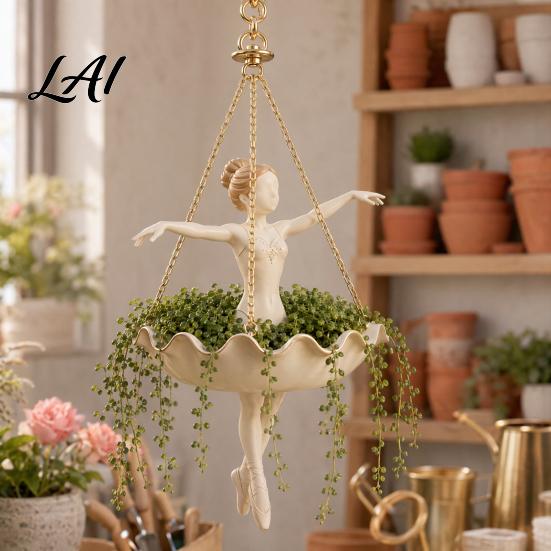 Hanging Planter Ballet Dancer Planter Decorative Flower Pot for Indoor Outdoor Garden Cute Space-saving Plant Hanger Succulents Spider Plant,
