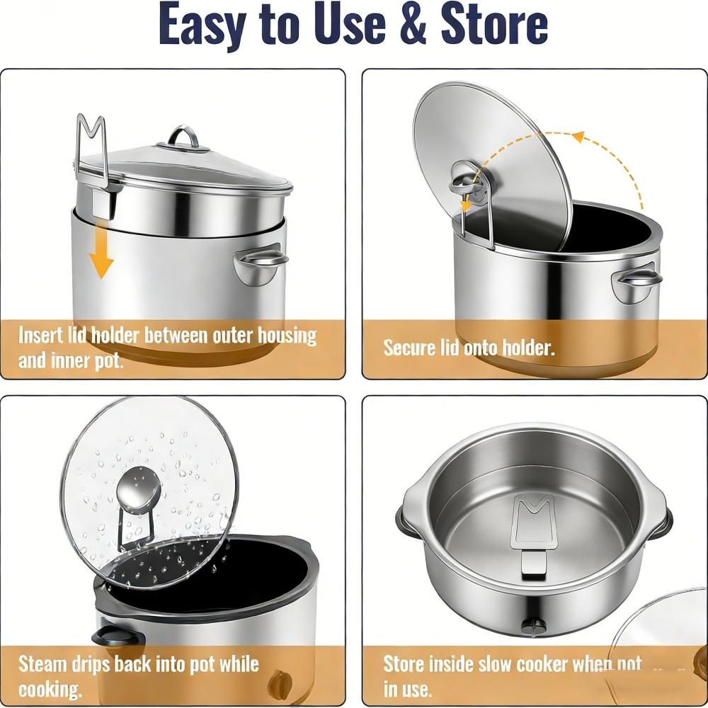 Upgraded Stainless Steel Slow Cooker Lid Holder Kitchen Counter Organizer For Pot Pan Lids Practical Cooking Accessory