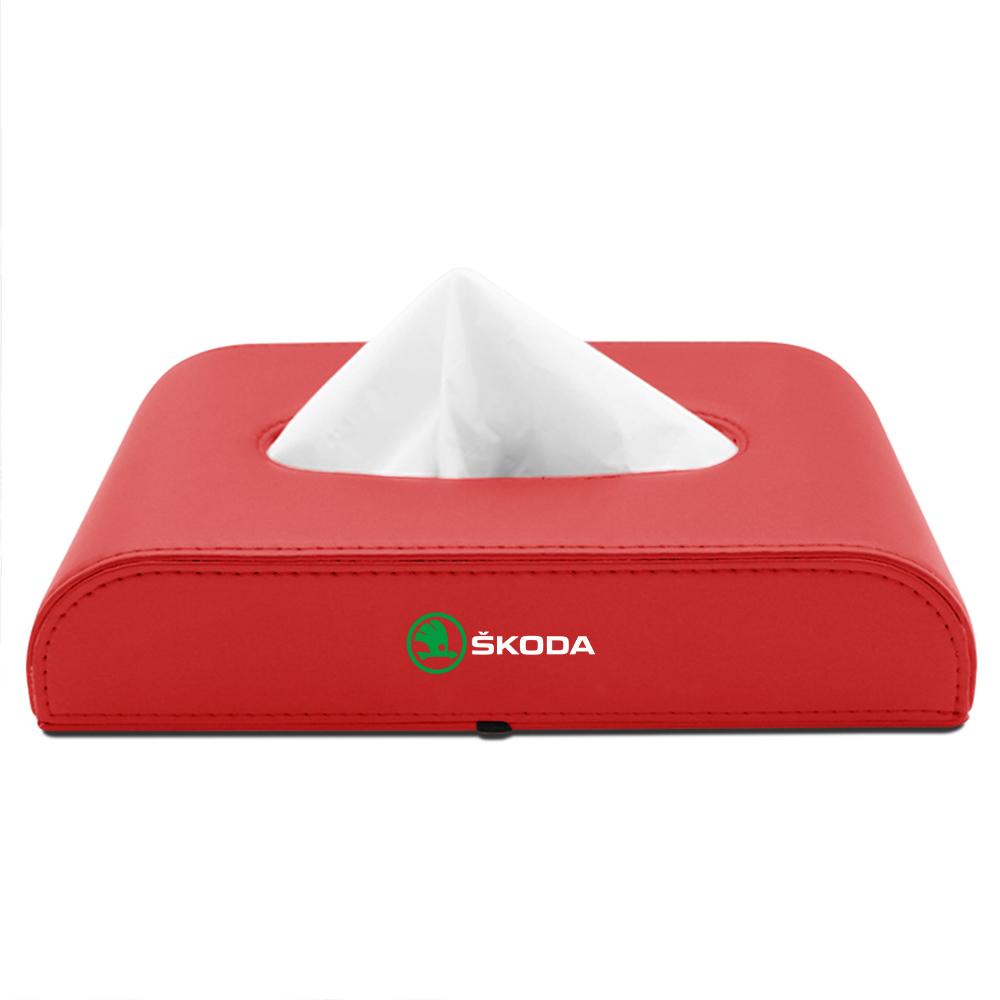 zbfwl3 1PC PU Leather Tissue Box Car Tissue Box Interior Storage Box For Skoda Kodiaq Octavia 2 3 Yeti Karoq Rapid Fabia S A5 Kamiq VII