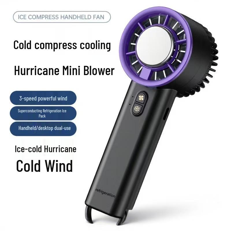 Portable USB-Charging Handheld Ice Pack Cooling Fan with Large Wind Power