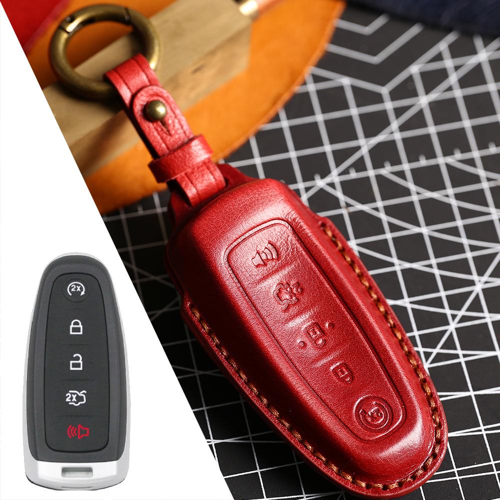 

Three-dimensional key cover is suitable for Lincoln MKZ Continental MKX special MKC first-layer cowhide protective key case bag червоний
