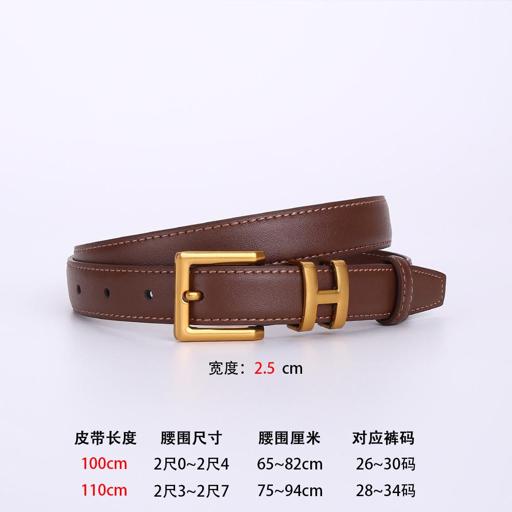 New H Women'S Belt Genuine Leather Cowhide Trendy And High-End Belt Women'S Simple Decoration H Belt Version