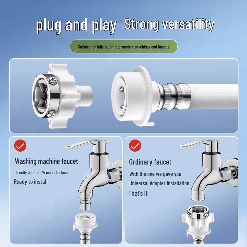 Fully Automatic Washing Machine Extended Inlet Hose with Agitator Drum, 4-Point Threaded Connection