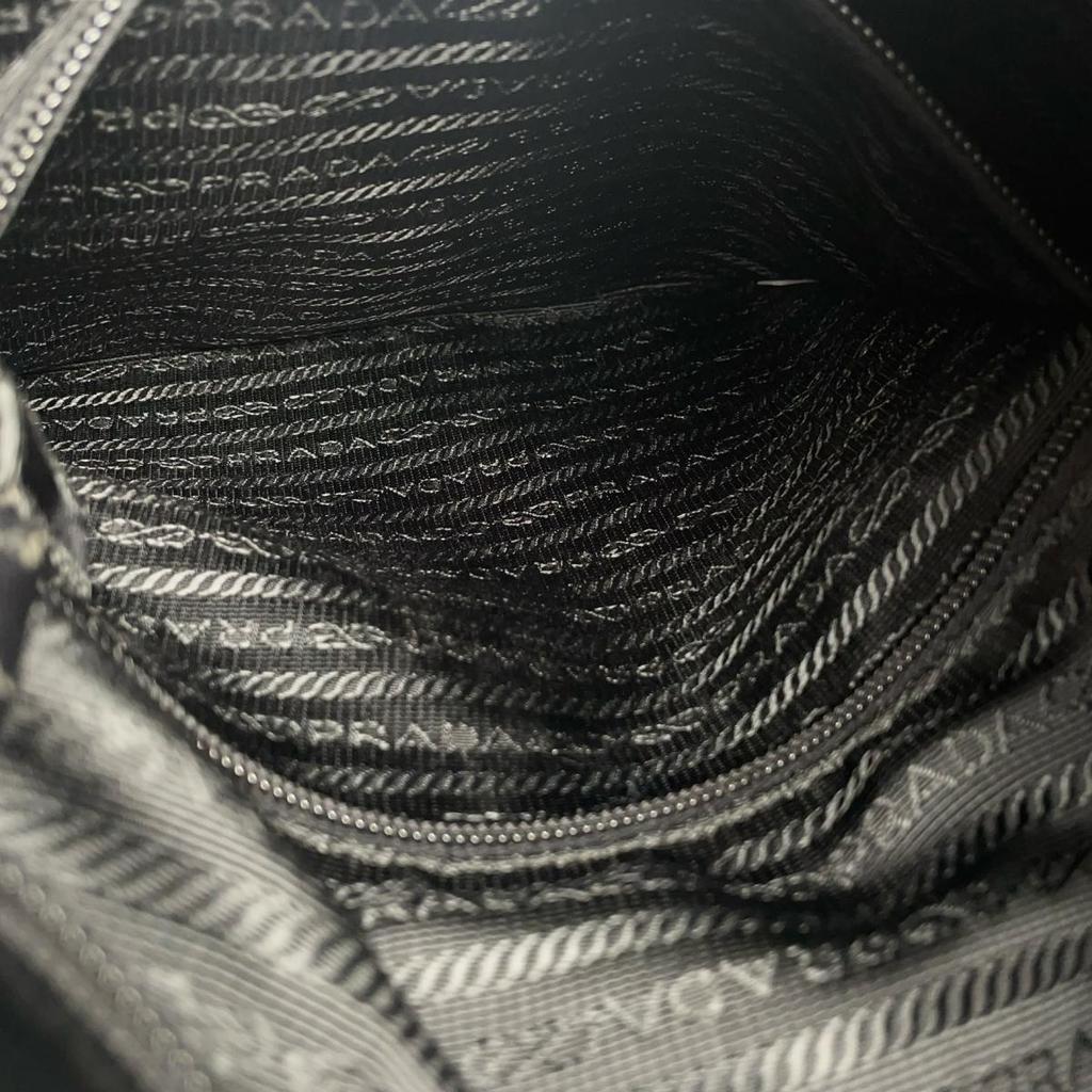 Prada Re-Nylon Triangular Logo Shoulder Bag Nylon Black Women BT0520 Used