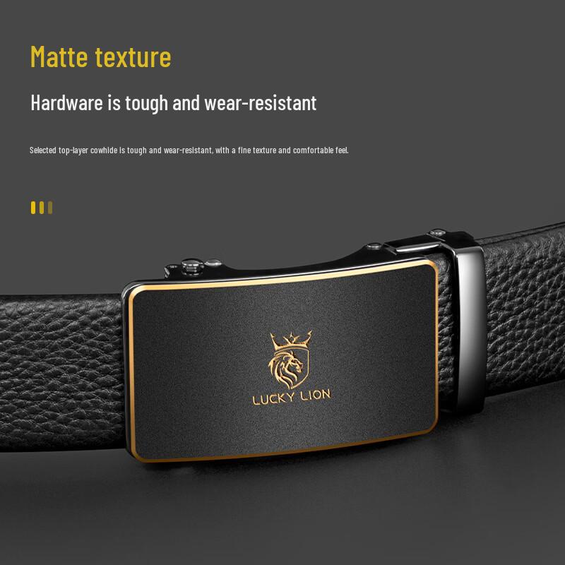 LUCKY LION Men's First-Layer Cowhide Automatic Buckle Belt