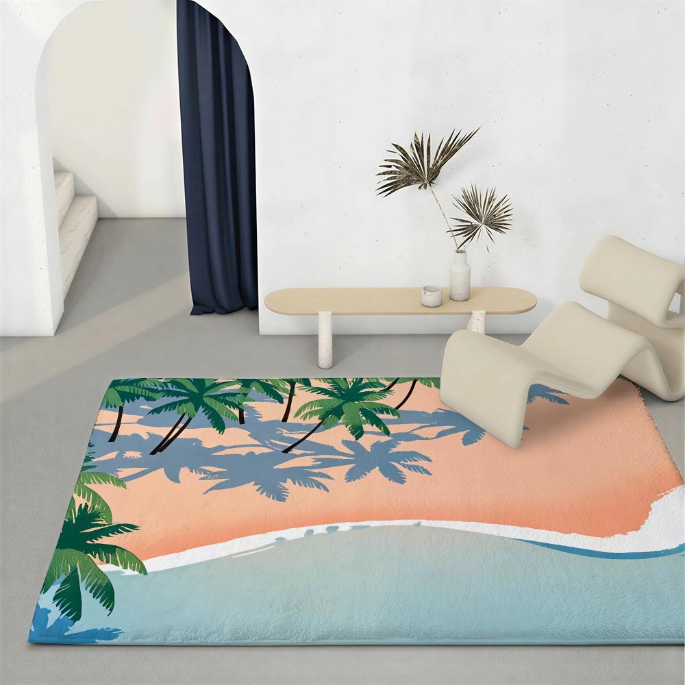 

Landscape B Beach Floor Mat Eco Friendly Flannel Doormat Non Slip Odorless Soft Short Plush Indoor Floor Rug 50x80cm