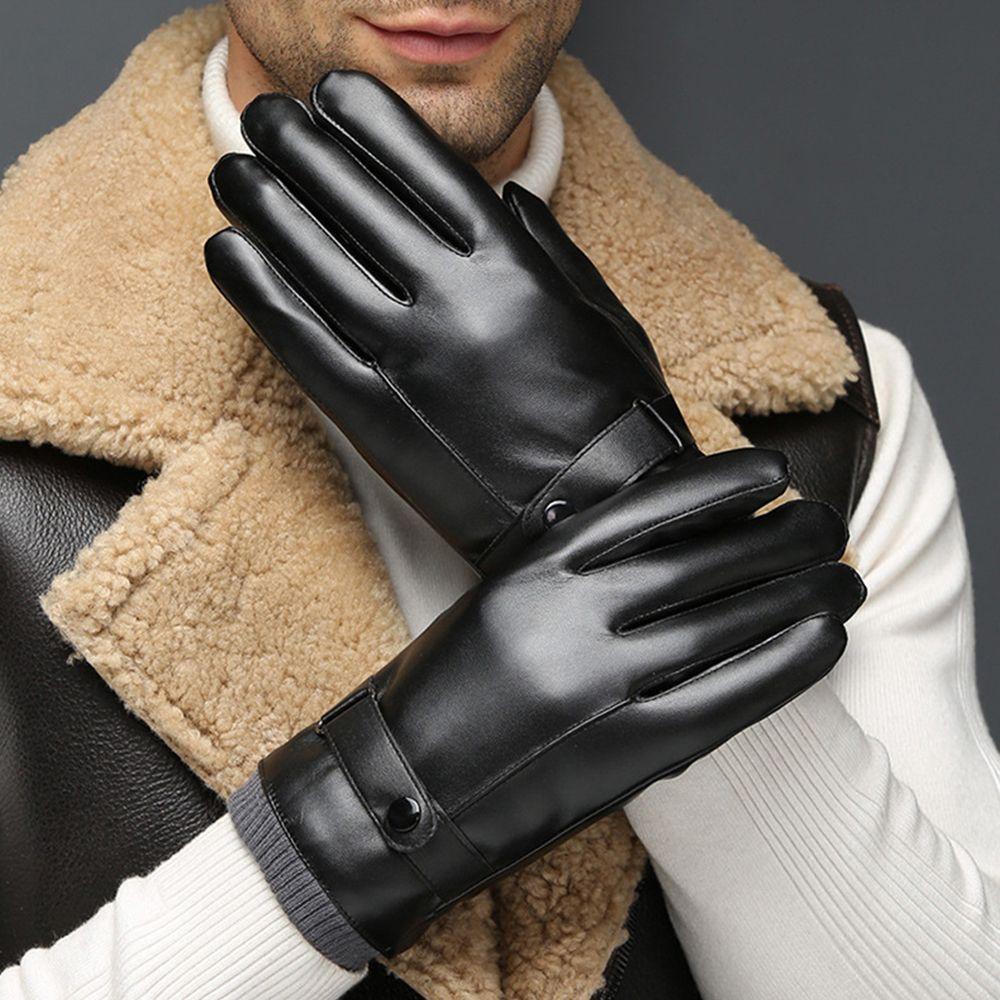 Accessories Solid Color Full Finger  Gloves Plus Plush Korean Style Mittens Men Gloves