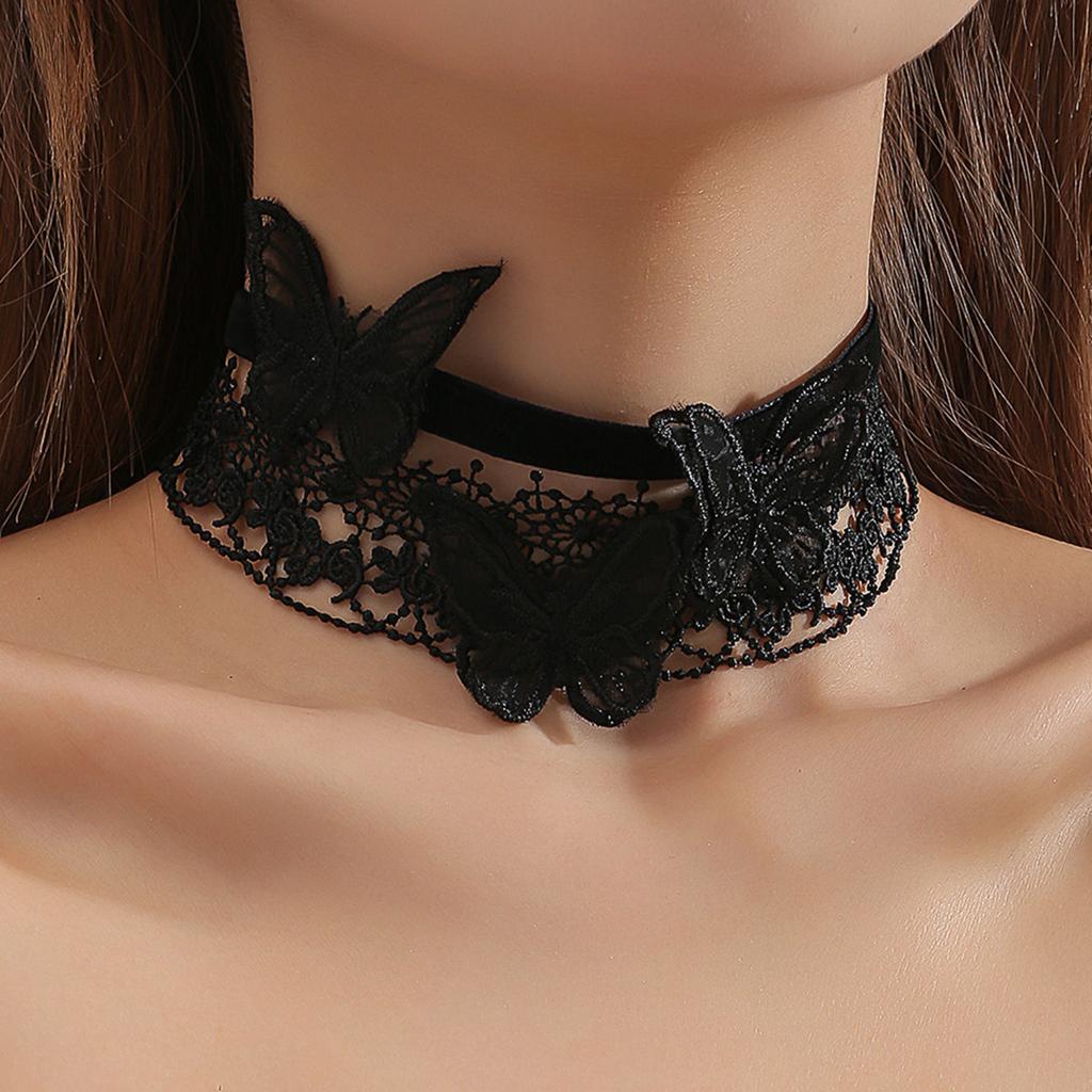 3 Pcs Vintage Butterfly Choker Necklace Goth Jewelry Adjustable Black Velvet Lace Collar Necklace Gift for Women Girls