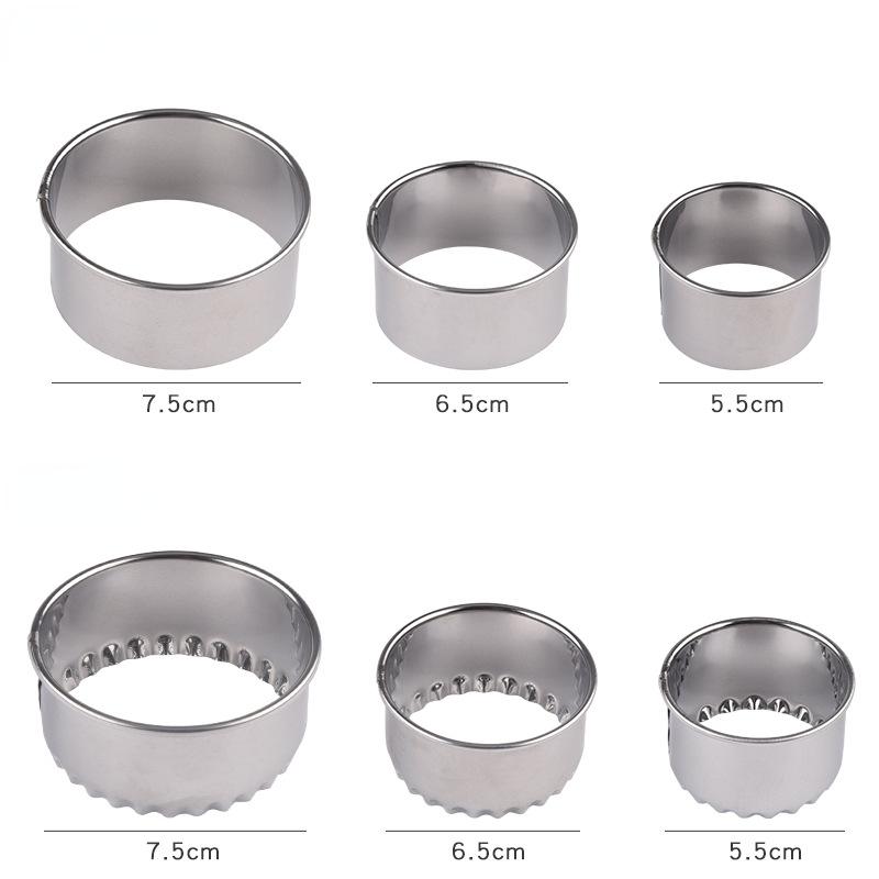 3Pcs Stainless Steel Dough Cutter Dumplings Molds Round Cookie Biscuit Cutters Circle Pastry Cutters Baking Circle Ring Molds
