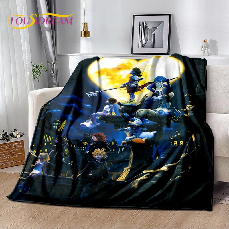Weiche Plüschdecke mit 3D-Cartoon-Motiv „Kingdom Hearts“, Flanelldecke, Überwurfdecke für Wohnzimmer, Schlafzimmer, Bett, Sofa, Picknick, Kindergeschenk
