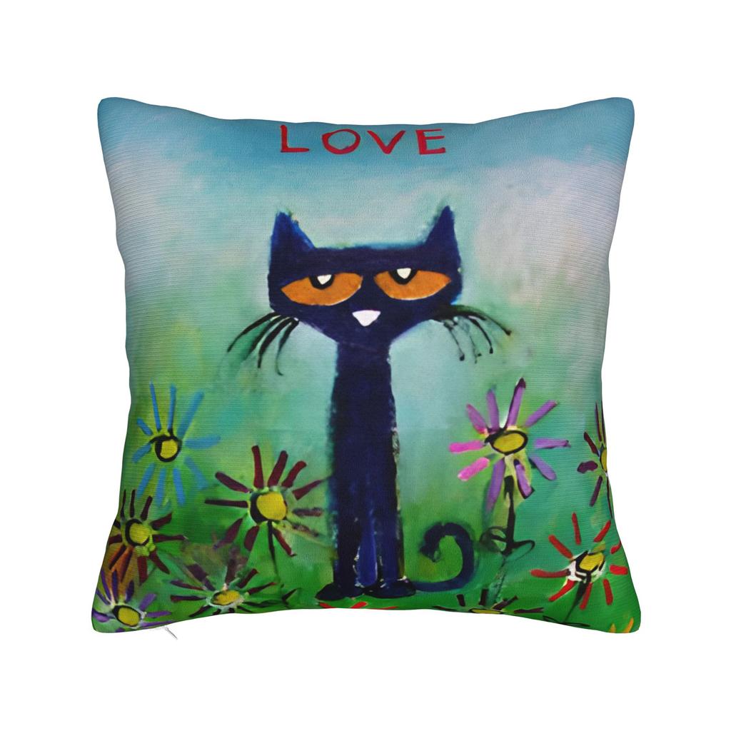 Petes  the Cat  Square Pillow Cases Cartoon  Cushion Cover Novelty Zippered Decorative Pillowcase for Bed X