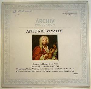 LP Record ANTONIO VIVALDI SUSANNE LAUTENBAC Concerti PV 79 222 266 434 198318 Archiv Produkti 1966 Germany Classical Used