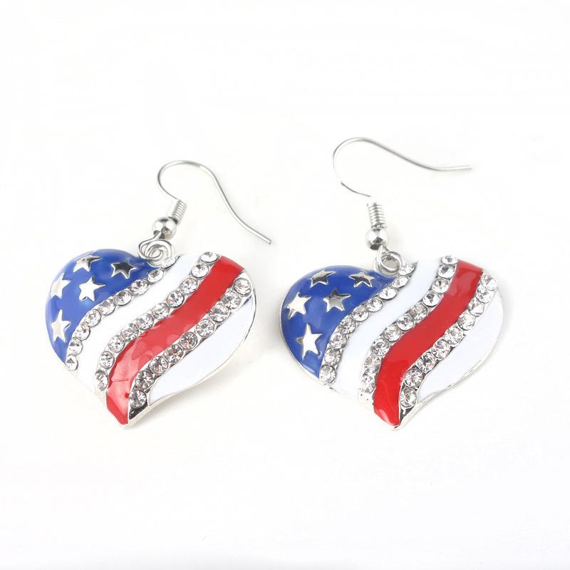 Independence Day Flag Hat, Slippers, Love Earrings, Red, White And Blue Striped Flag Earrings