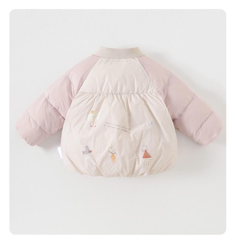 Girls' Stand Collar Lightweight Down Jacket - Warm, Versatile Autumn/Winter Wear for Infants and Toddlers