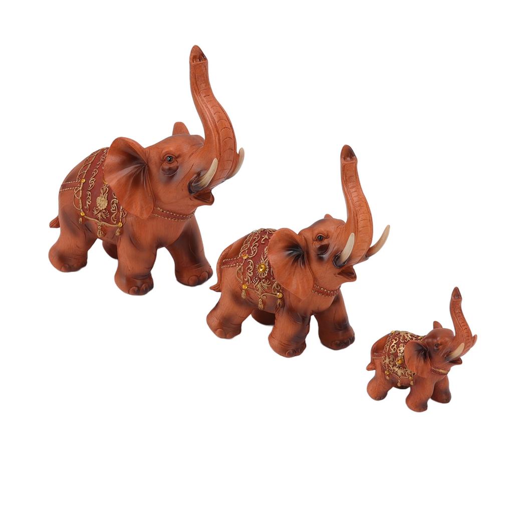 3 st Elefantfigurer Livliga Utsökta Detaljer Elefant Harts Ornament för Hem Kontor Kaféer
