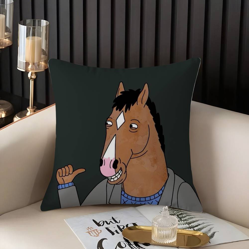 B-Bojack Horseman Pillow Case Home Dorm Chair Back Short Plush Double-Sided Printing Office Nap Time Cushion Cover