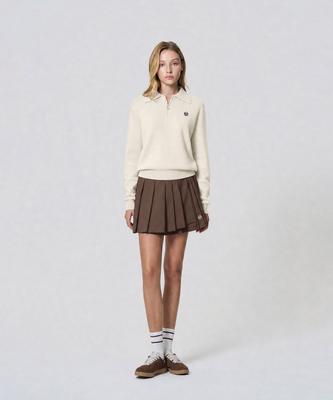 SERGIO TACCHINI W Classic Asymmetrical Pleated Skirt (D.Brown)