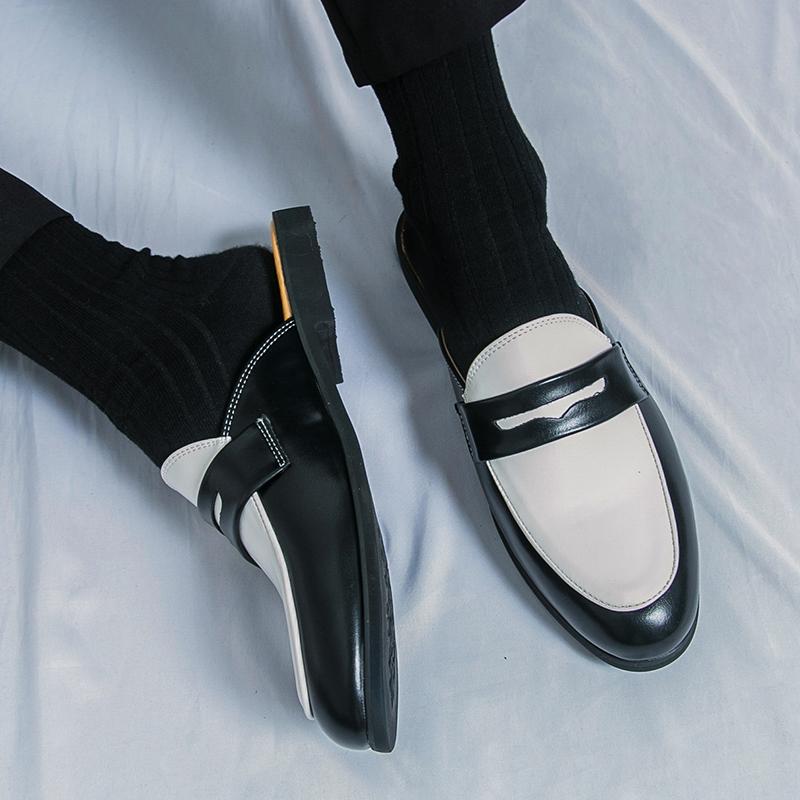 Fashion Summer Luxury Brand Slippers Men Casual Shoes Slip-on Fashion Platform Half Loafers Men Lightweight Leather Sandals Plus Size 46