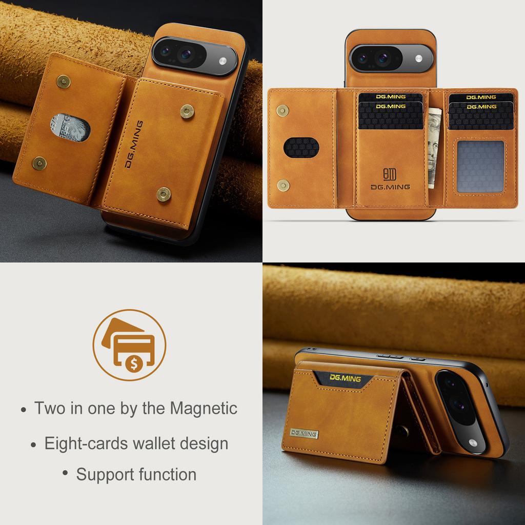DG.MING M2 Series for Google Pixel 10 Pro/Pixel 10 Case PU+PC+TPU Phone Cover Detachable Wallet