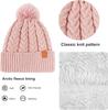 Winter Hat Beanie Long Scarf Touchscreen Gloves Set 3Pcs Soft Thick Fleece Lined Gloves Skull Cap Scarf Set for Women Men