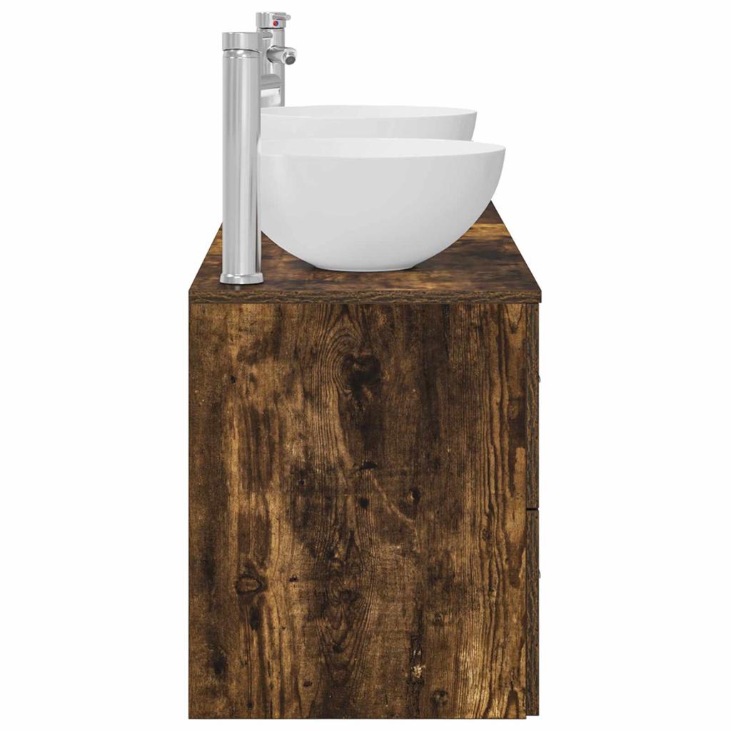 Bathroom Cabinet Set 3 Pcs Smoked Oak