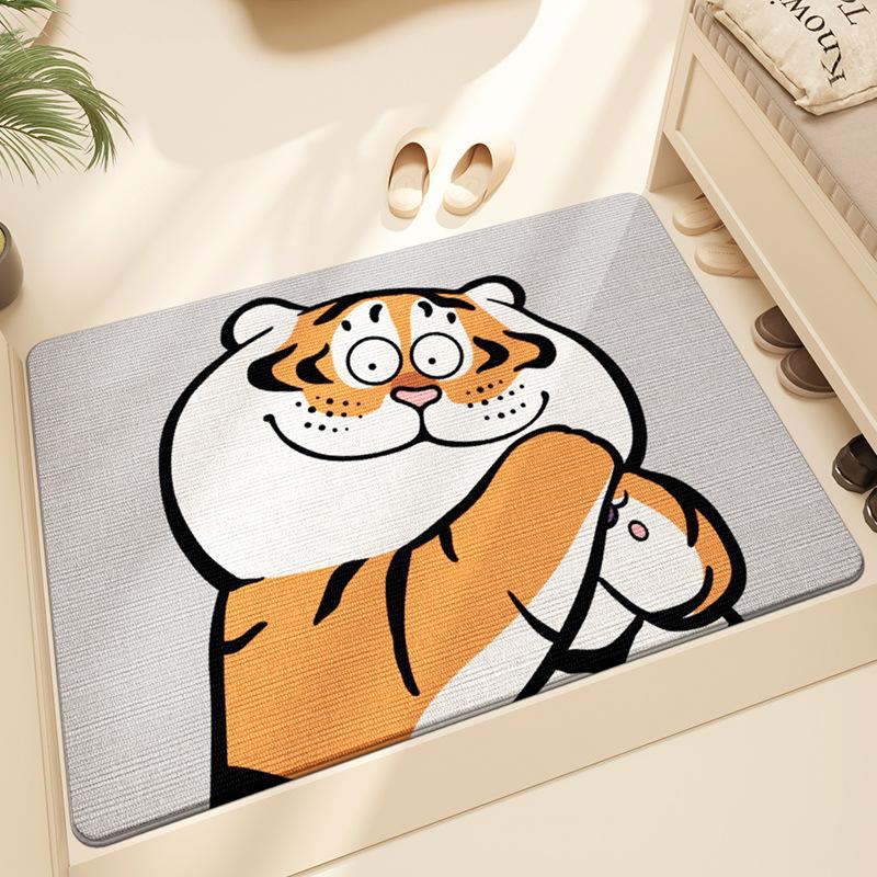 Entrance Door Stain-resistant Floor Mat Keny Velvet Cartoon Home Entrance Door Anti-slip Carpet