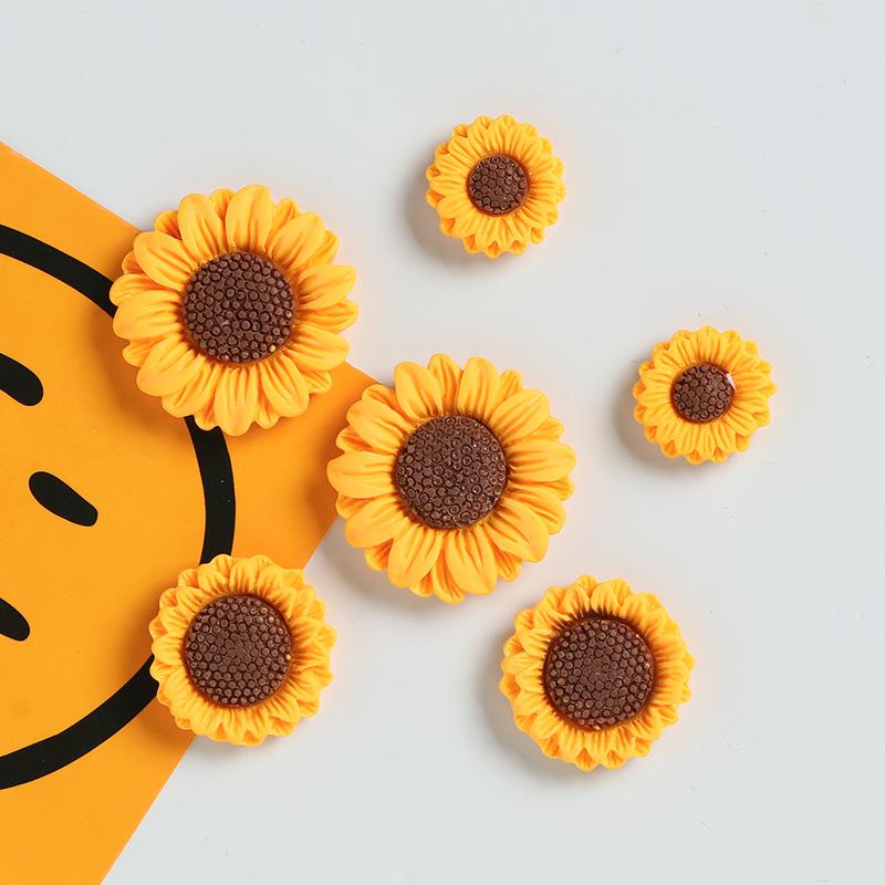 Sonnenblumen-Harz-Kühlschrankmagnete Set mit 6 Stück Kleine, Mittlere, Große Größen Dekoratives Küchenmagnet für Zuhause und Büro