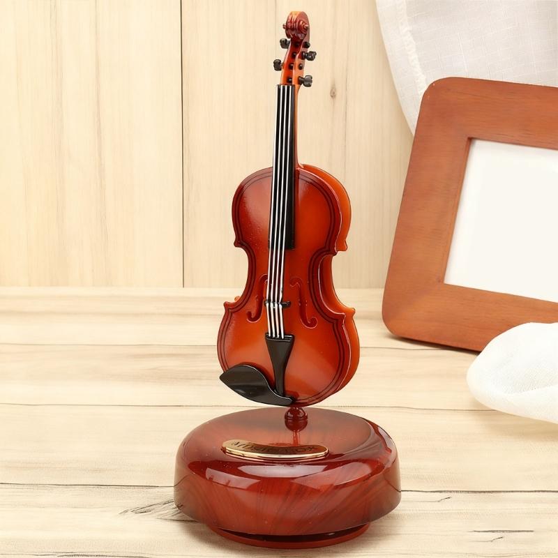 Mechanism Wind Up Musical Box Violin Music Box Miniature Musical Instrument Ornament Home Decors Creative Artware Gift
