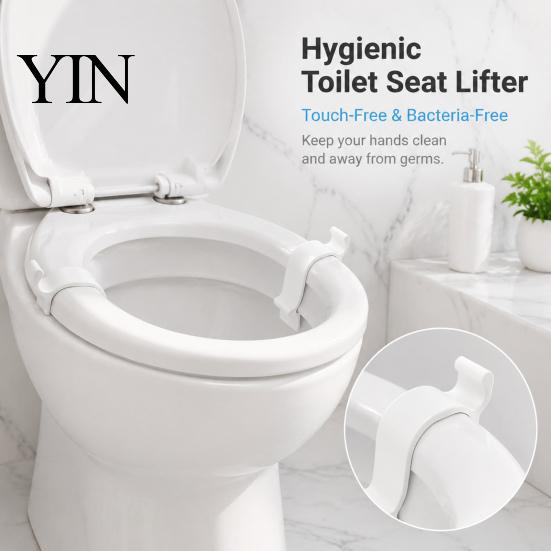 Toilet Seat Support Clip Stabilizer, Clip-On No Drilling Required Clamps, Stable Fixation Fastener Easy Installation Lid Lifter, for Home Bathroom Use
