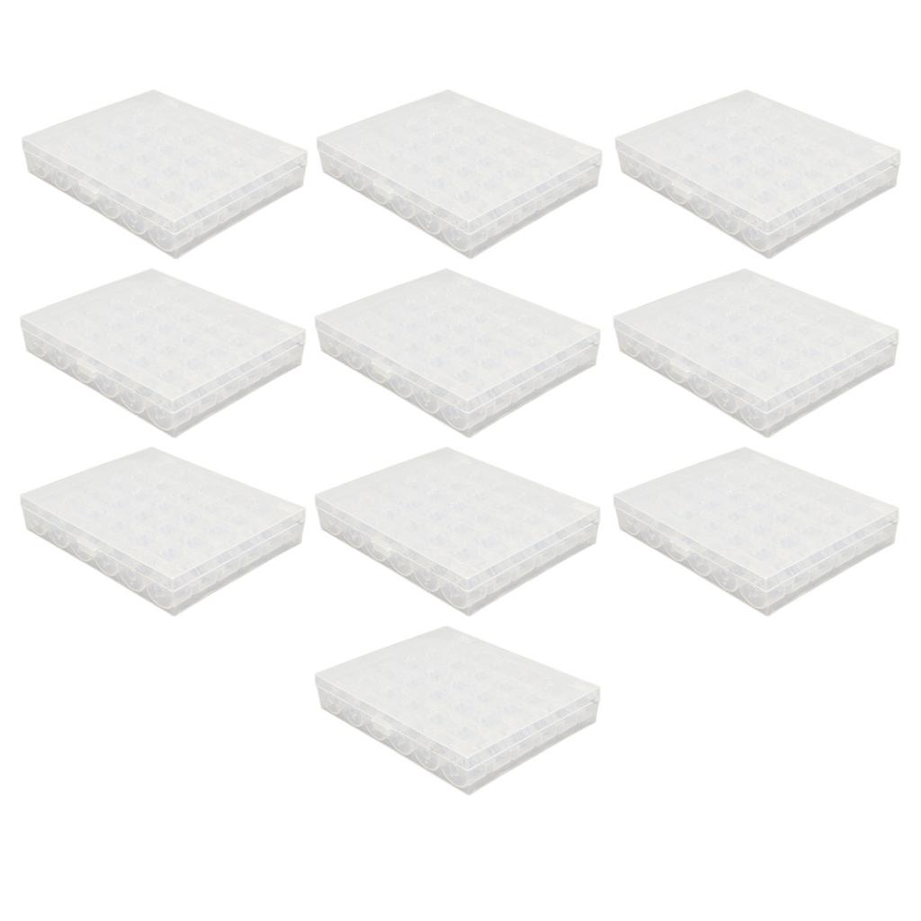 10 Sets Bobbins 36 Compartments Light Weight Clear Transparent Plastic Bobbins with Case for Sewing Machine