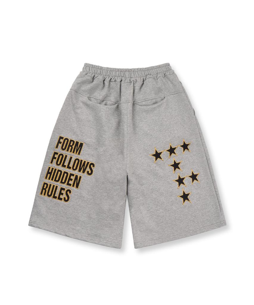 EASY NO EASY Star Lettering Patch Bermuda Sweatpants - Gray