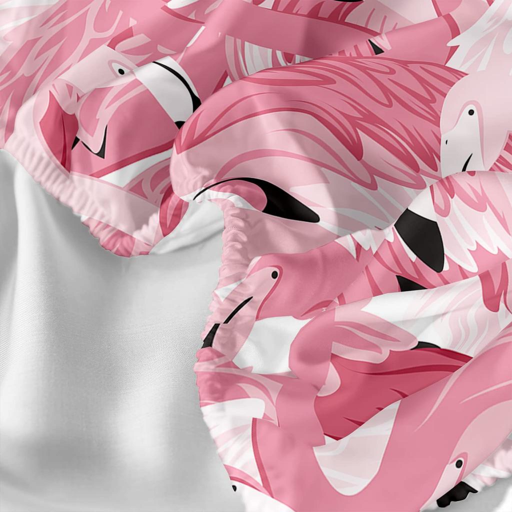 Pink Flamingo Pattern Bed Hat Three-Piece Digital Printing Bedding Bed Hat Three-Piece Set Children And Adults