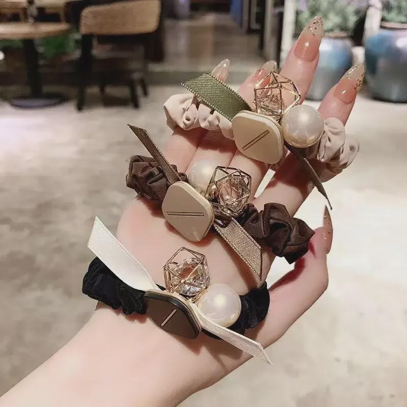 High-Grade Pearl Bow Hair Rope: Japanese & Korean Style Large Intestine Elastic Headband