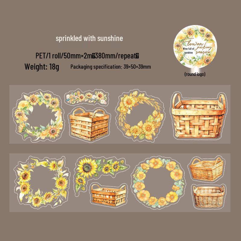 Beautiful Day PET Tape: Flower Basket Theme Stickers for Journals and Collages
