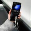 Bead Chain Wrist Strap Phone Case for Samsung Galaxy Z Flip 6 5 4 3 Flip5 Flip4 Flip3 5G Protective Shockproof PU Leather Cover