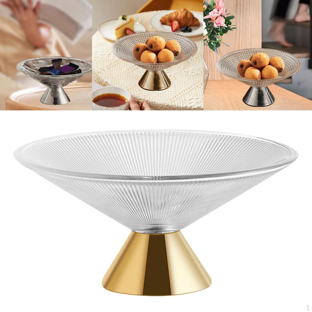 Bol en Verre Décoratif Panier à Fruits sur Pied, Socle pour Plan de Travail de Cuisine, Verre