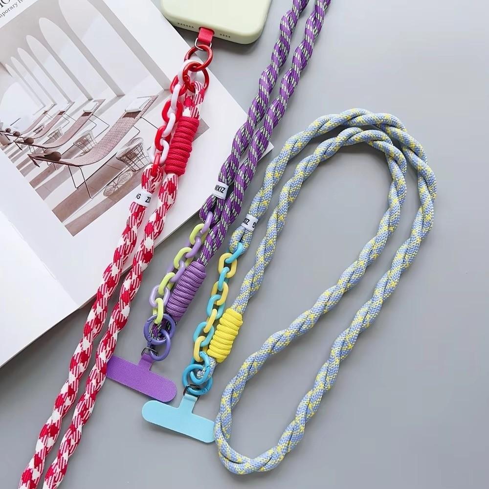 Dopaminový opletený šňůrka na telefon Nylonové crossbody závěsné lanko Telefonní přívěsek Příslušenství