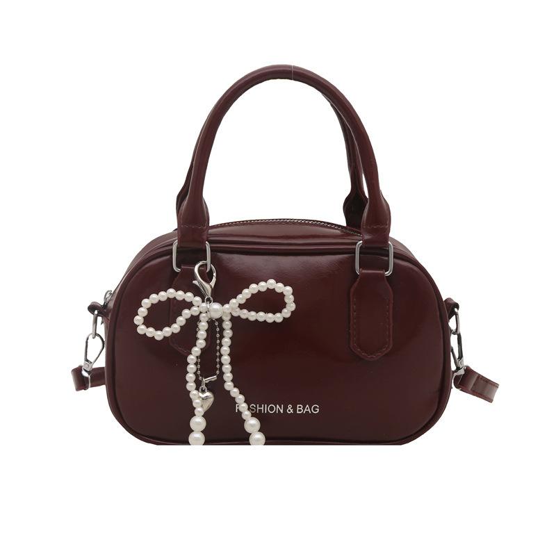 Neue Sommer Mode Einfache Damen Quadratische Tasche Perlen Schleife Umhängetasche Crossbody Tasche