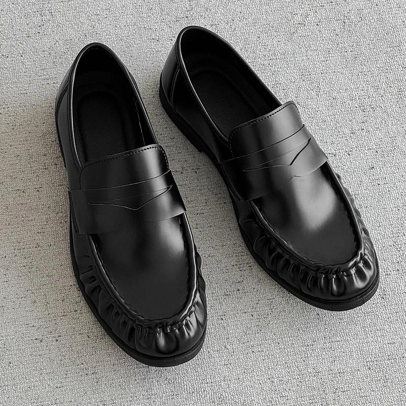 High Quality Genuine Leather Men Shoes Breathable Business Slip on Loafers Man Casual Black Flats Driving Walking Shoes Moccasin