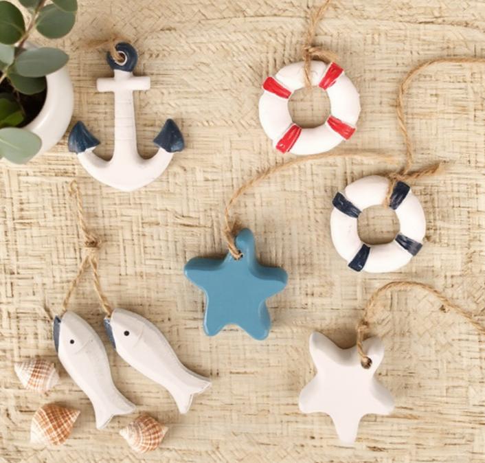30pcs/set Nautical-Decor Set: Mini Anchor, Lifebuoy-Starfish For Coastal For Party Festive Holiday DIY Wall Doors Decorations