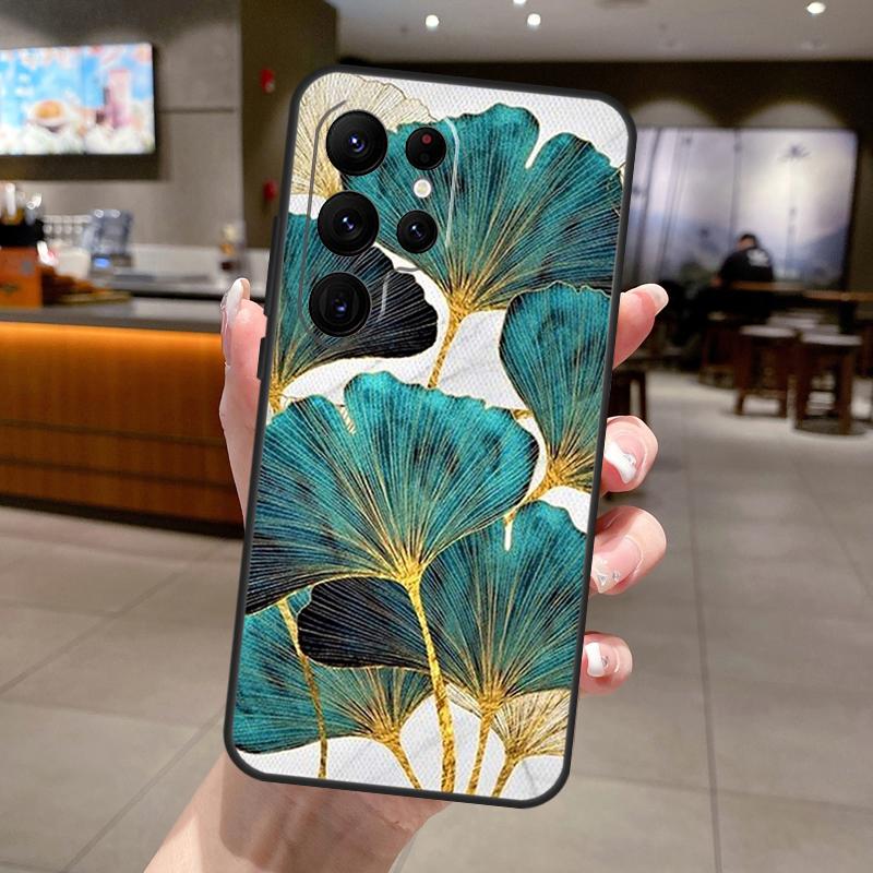 

Ginkgo Leaf Gold Fol Art Case For Samsung Galaxy S23 S22 Ultra S20 FE S21 FE Note 10 20 Ultra S8 S9 S10 Plus Cover Galaxy S23