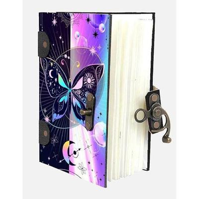 Handmade Printed Cardboard Journal Diary with Buckle Lock Notepad Sketchbook Personal Diaries for Men and Women (200 Unruled Pages)